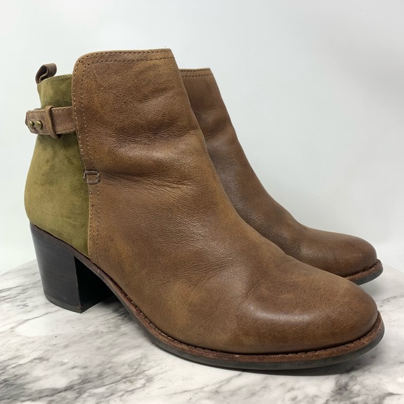 Sperry Shoes - Sperry Ambrose Two Tone Block Heel Green/Brown Booties 9.5 Preppy Classic Casual